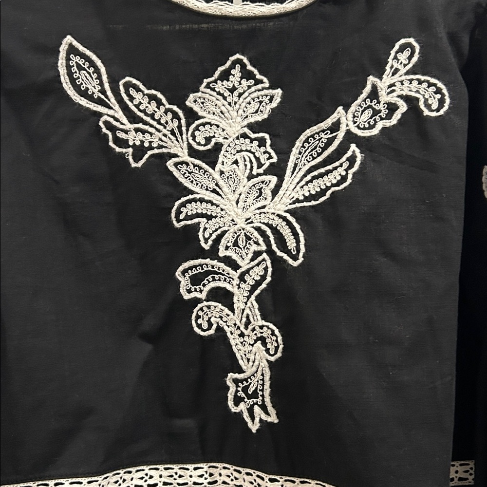 Zara Embroidered Black Blouse - Picture 2 of 4